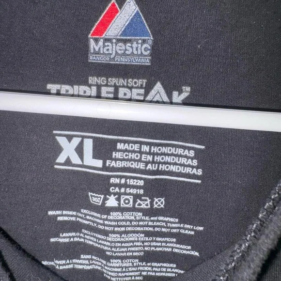 Majestic Black Logo Tee with Red & Blue Accent - Picture 2 of 3